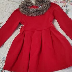Red Dress with Faux Fur Collar Wonderland Wishes, Janie And Jack